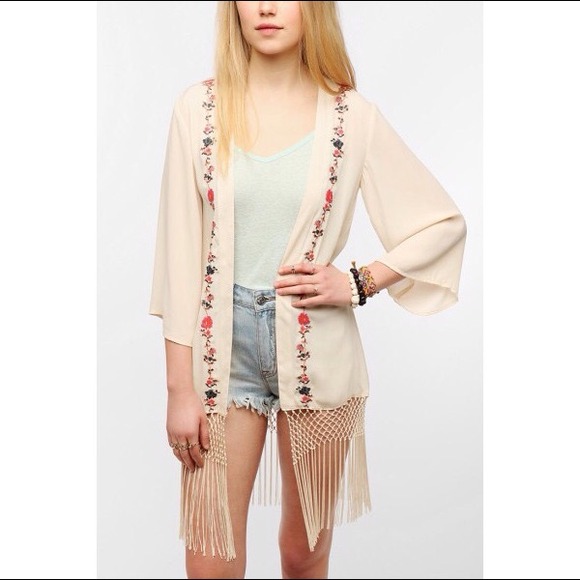 Staring At Stars Fringe Kimono ASO Misty Day