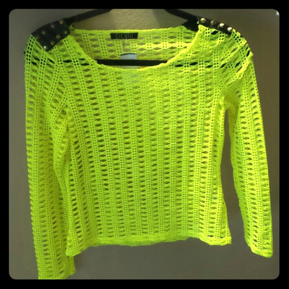 neon yellow fishnet top