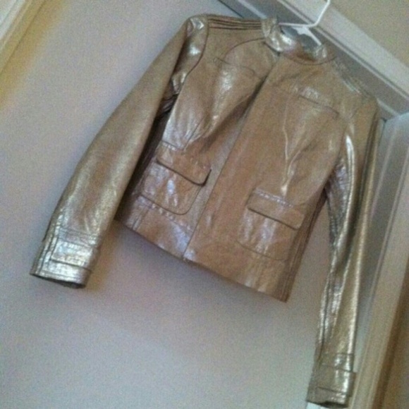 Bebe Metallic Leather Jacket
