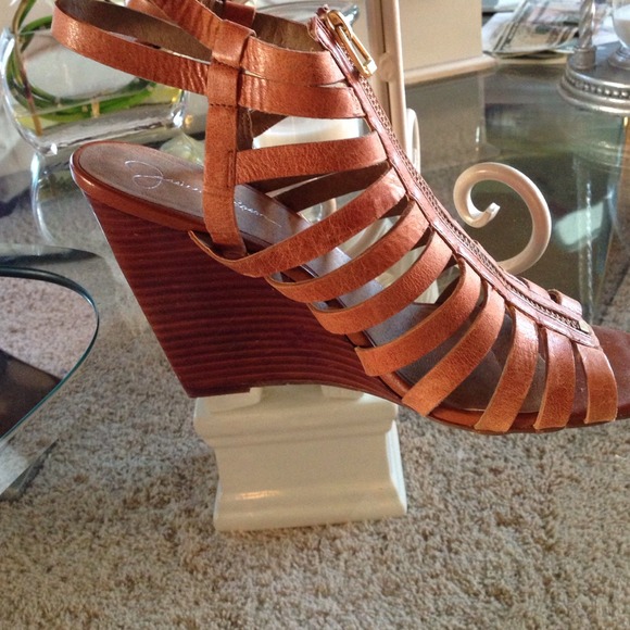 Jessica Simpson Brown Leather Wedges