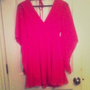 Pink plunge neck dress !