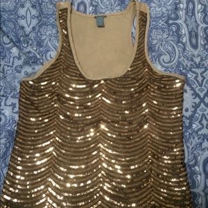 Charlotte Russe gold sequin tank top.