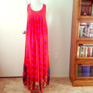 Gorgeous orange silk maxi, Anthropologie, size XS