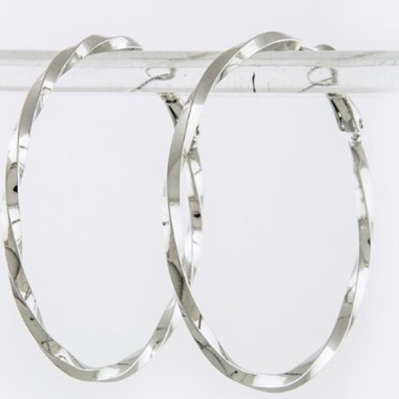 Silver Twisted Hoop Earring