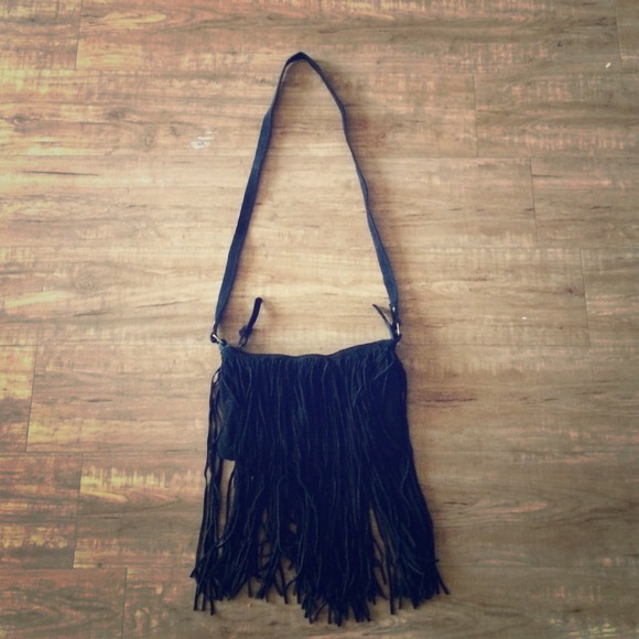 Amazing black fringe cross-body purse