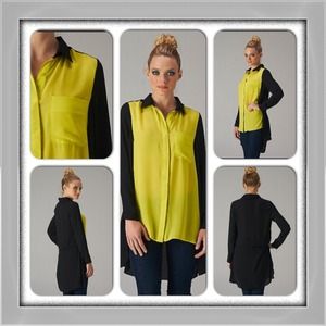 Hi-Low Two-Toned Button Down Shirt