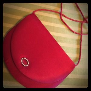 SALE! Red satin formal handbag, barely used!