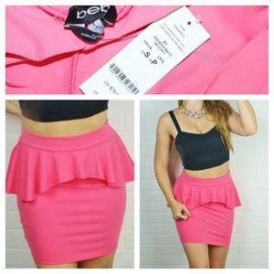 SOLD! Bebe Pink bodycon Peplum Dress Skirt S M 4