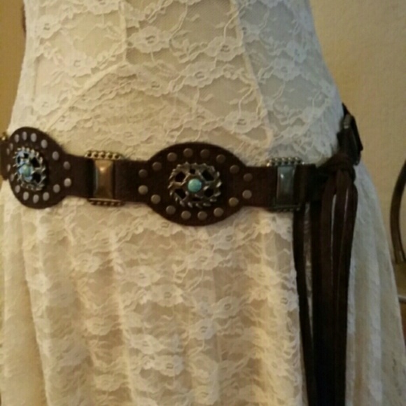 Authentic Italian leather fringe belt - Picture 2 of 4