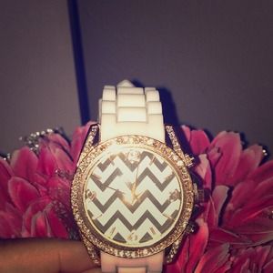 White & black Chevron watch