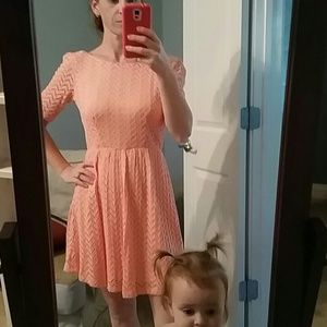 lace overlay peach dress