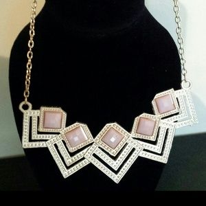 Gold necklace with DarkSalmon stones