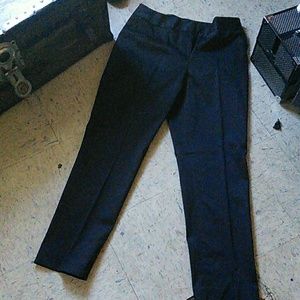 Black pleated straight leg dress pants