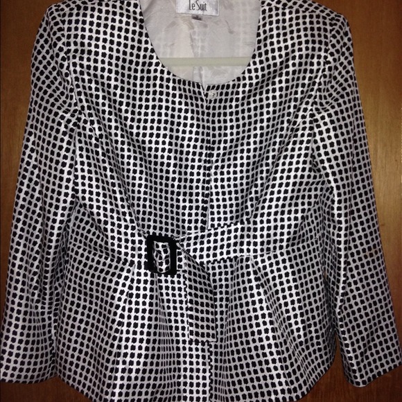 LeSuit Black & White Blazer/Jacket Sz 10