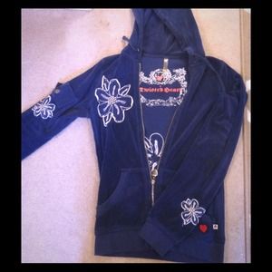Twisted-heart blue zip up