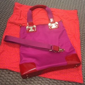 Tory Burch hot pink and red tote