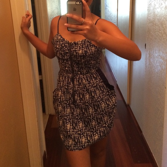 Navy blue and white dress
