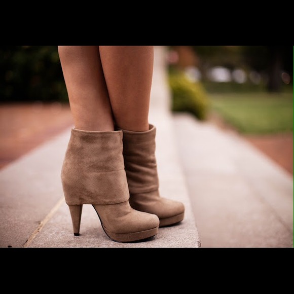 Beige suede ankle boots