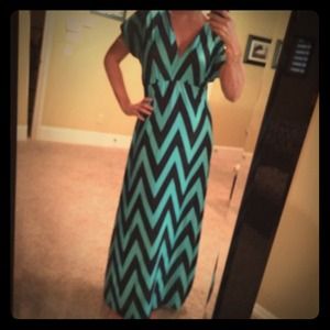 Mint and black chevron maxi dress M/L