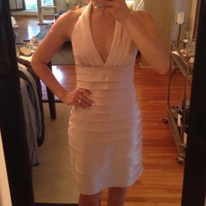 BCBGMAXAZRIA Satin Halter Cocktail Dress