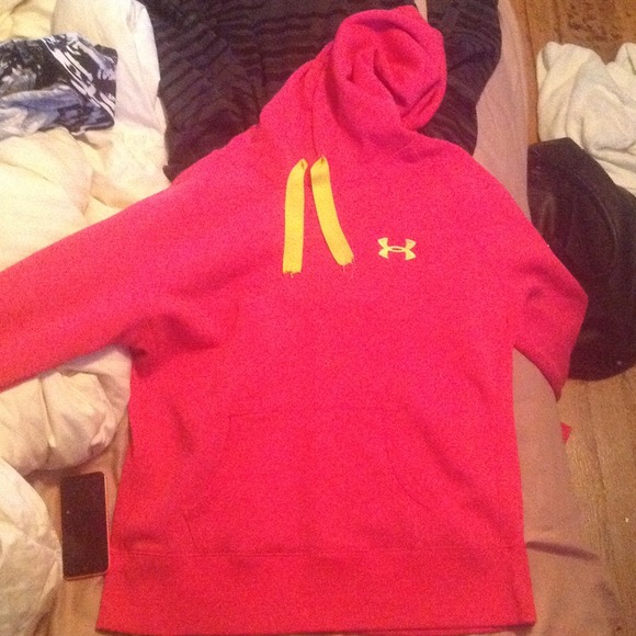 High liter pink and yellow Under armour hoodie.