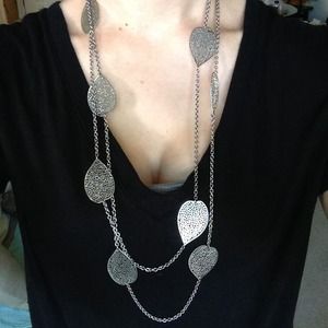 Silver leaf cut-out necklace