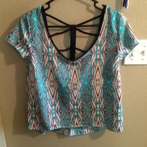 Tribal printed top with stringy back