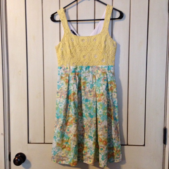Yellow Woven Top & Bottom Floral Dress - Maurices