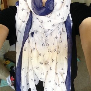 Cream & Navy Nautical Scarf