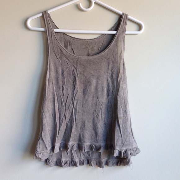 Brandy Melville Ruffled Beige Tank Top