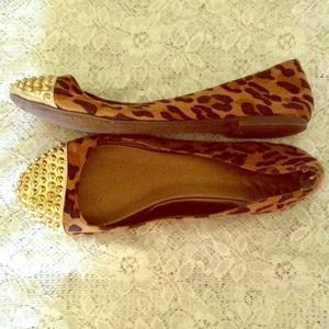 studded leopard flats