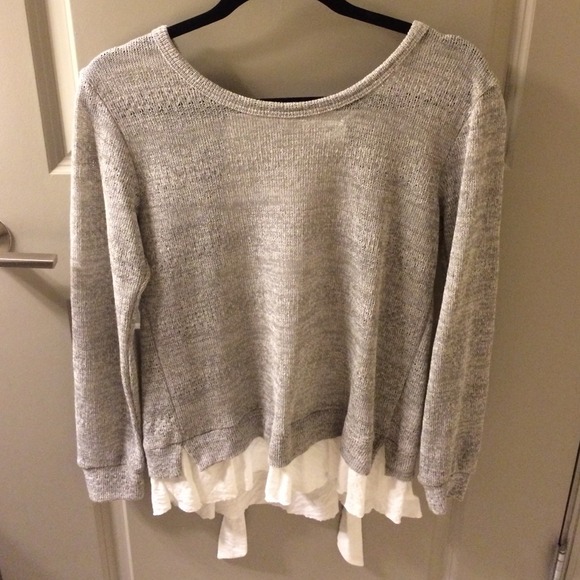 Anthropologie Sweaters - Sweater with white blouse strip and bow
