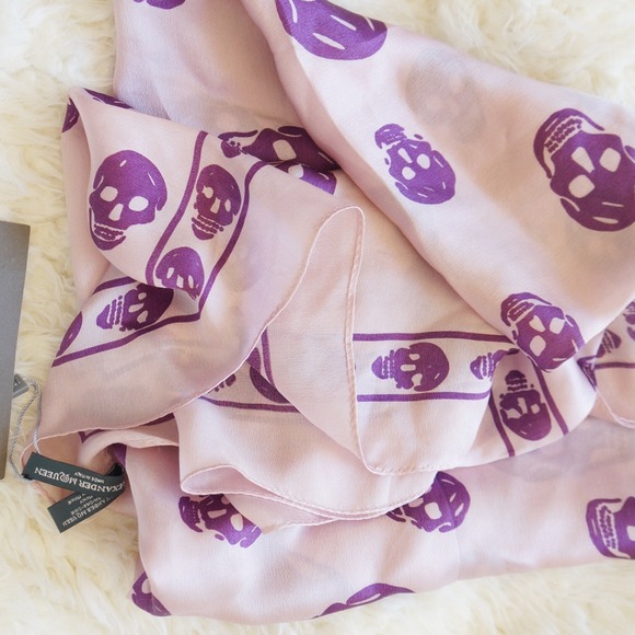Alexander Mcqueen Silk Scarf Pink Purple
