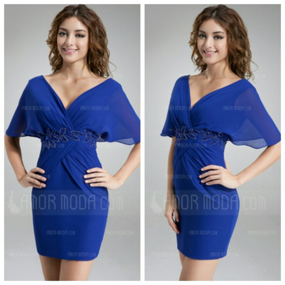 ❄SALE❄LeRoyal Beaded Chiffon Dress - Picture 2 of 4