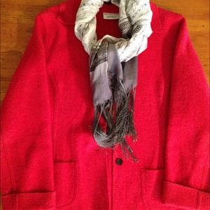 Lord & Taylor Poppy Red Boiled Wool Blazer