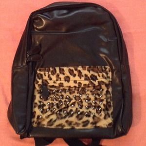 Black pleather backpack