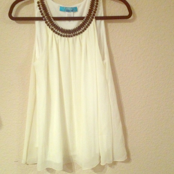 Francesca's white with black jeweled top