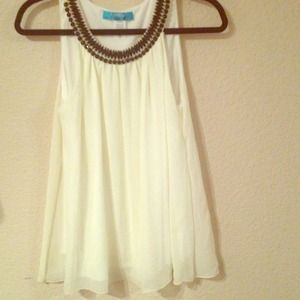 Francesca's white with black jeweled top