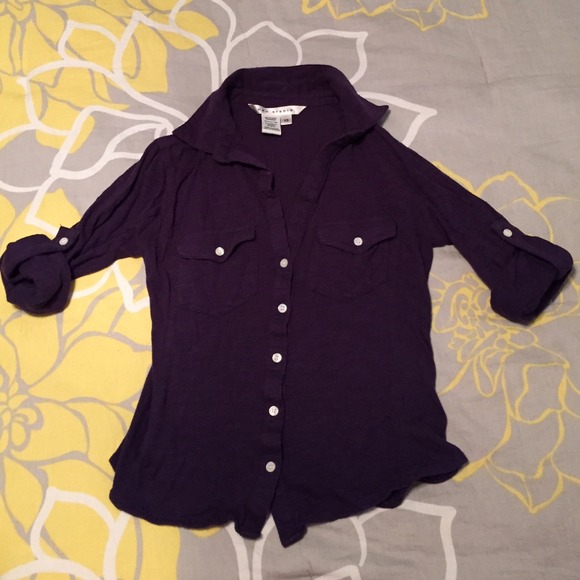 Max Studio purple button up shirt