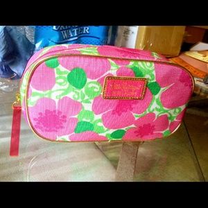 Floral Estee Lauder Makeup Pouch Pink Green & Gold