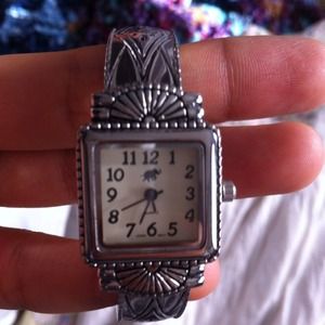 Silver Tribal Carved Watch