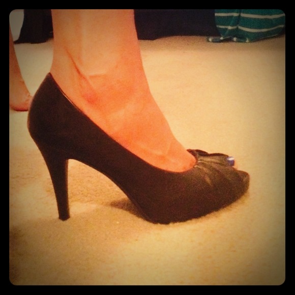 Dark Brown Open Toe Heels-New Without Tags