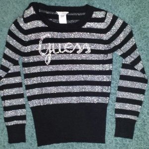 Kids - "GUESS" Silver and Black Metallic Sweater