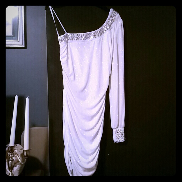 White SeXy body-con dress - med NWT!