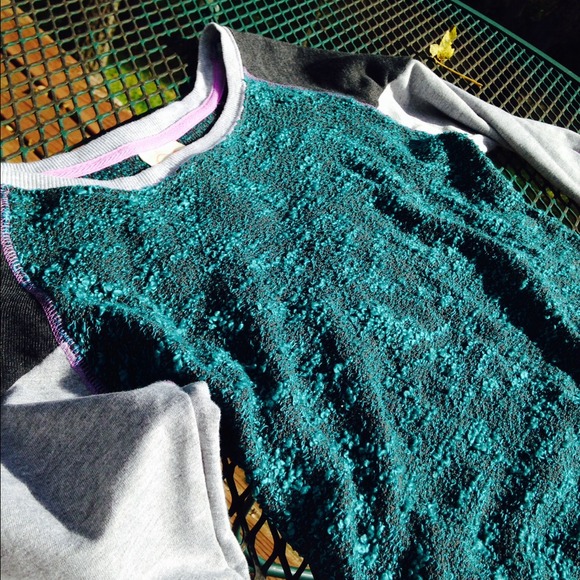 Electric blue high low long sleeve shirt