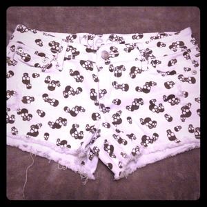 White Skull Print Shorts