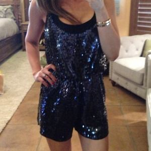 Bebe sequins romper in navy blue