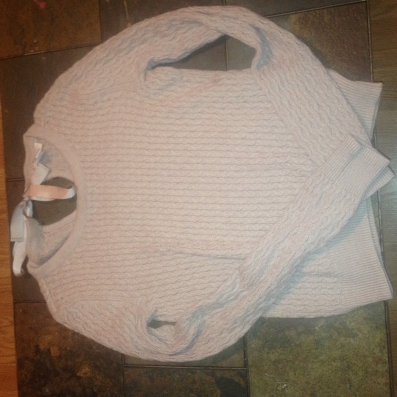 💉Woven tan sweater with bow