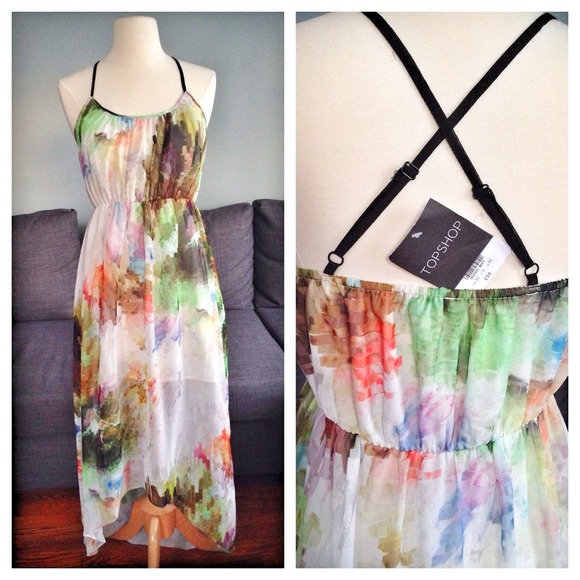 ✨TOPSHOP watercolor maxi dress