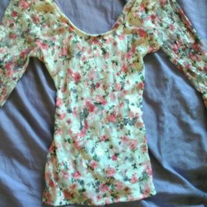 Floral lace half sleeve shirt